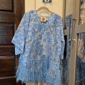Tela Blue Floral Embroidered Dress